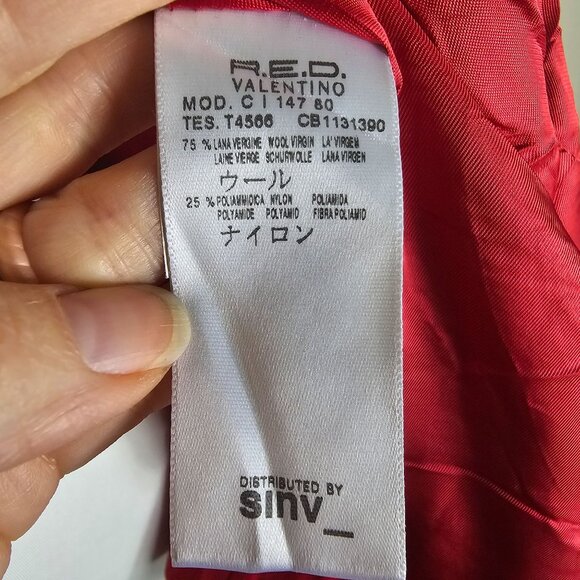 VTG R.E.D. Valentino Womens Red Wool Jacket Sz 12 Real Mink Fur Collar‎ Designer - Picture 4 of 14